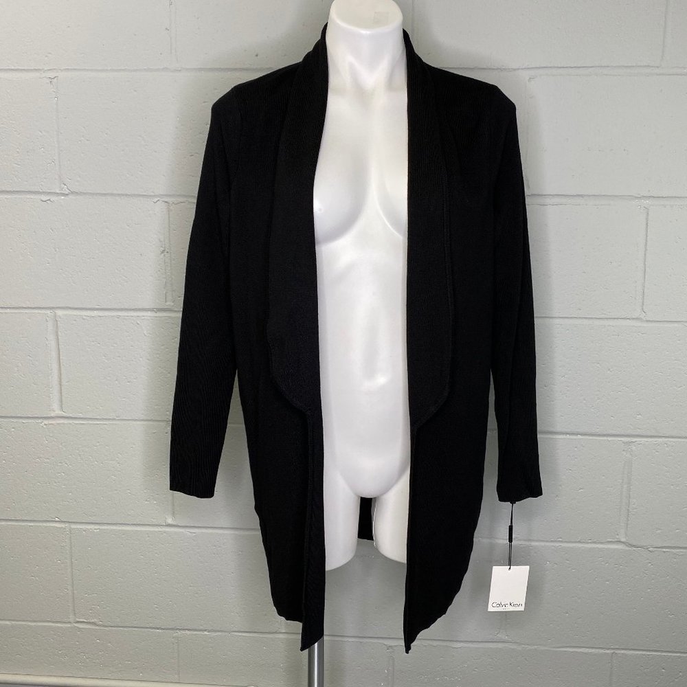 Calvin Klein Black Open Long Sleeve Cardigan - Picture 2 of 8